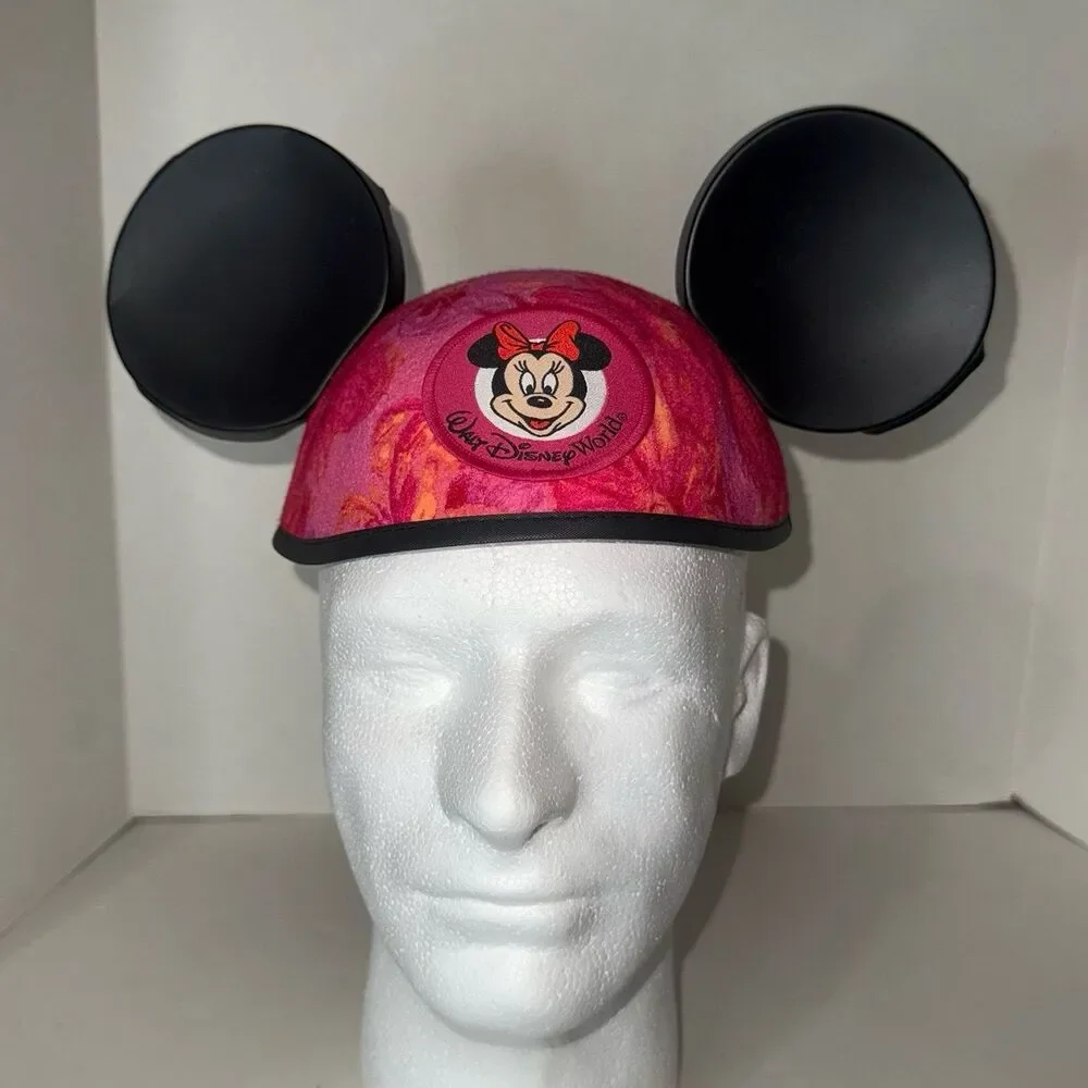 Walt Disney World EAR Hat Minnie Mouse Pink Floral Cap Adult Size